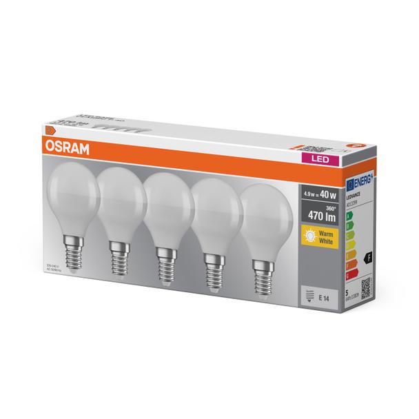 Lampa LED BASE Classic P40 4,9W/827 230V plastik E14 FS5 OSRAM