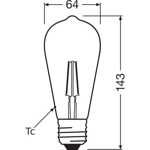 Lampa LED, klasyczny kształt bańki Edison 4W 827 230V szkło przezroczyste E27