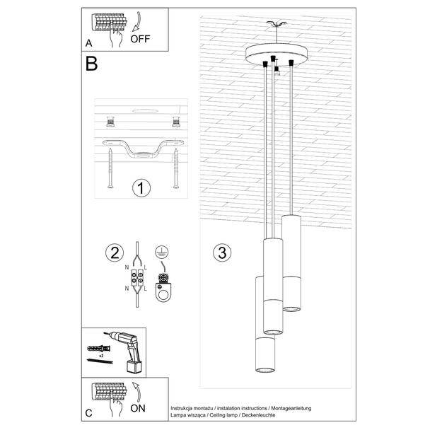 Sollux Lampa wisząca LOOPEZ 3P czarny/chrom SL.0943