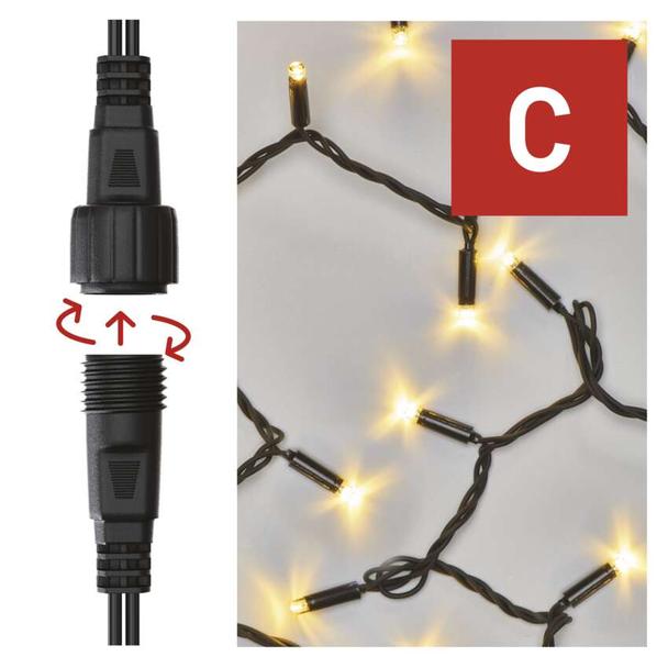 Lampki świąteczne łączone Profi łańcuch 100 LED 10m ciepła biel czarny przewód IP44 timer D2AW03 EMOS