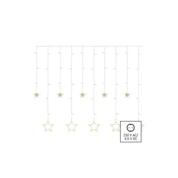 Dekoracje sople gwiazdki kurtyna 115 LED 185x105 cm ciepła biel, IP44 DCGW12 EMOS