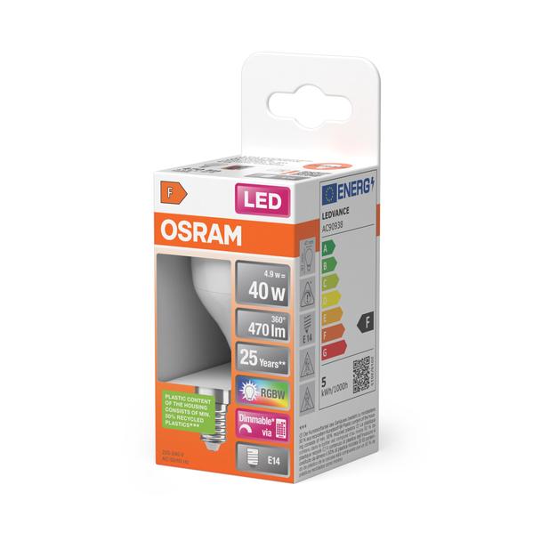 Lampa LED STAR+ CL P RGBWFR 40 dimmable via remote control 5,5W 827 E14