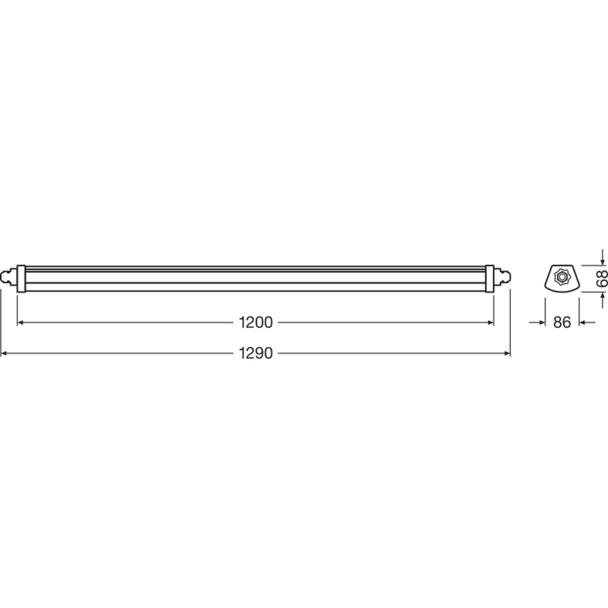 Oprawa DAMP PROOF LED COMPACT 1200 44W 3000K GR IP66