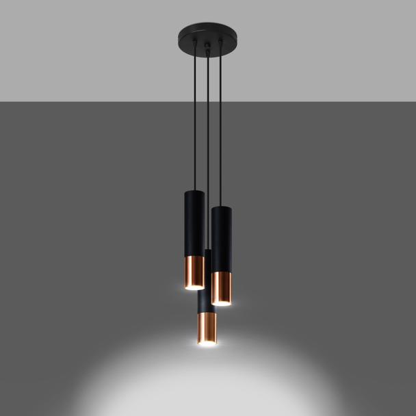 Sollux Lampa wisząca LOOPEZ 3P czarny/miedź