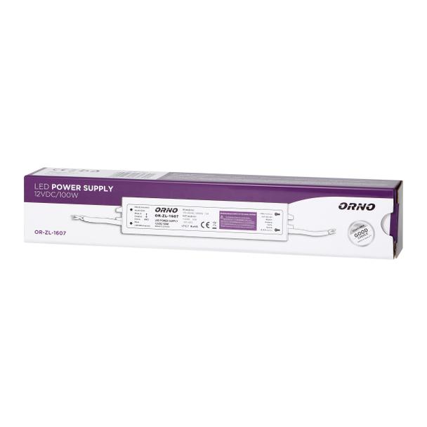 Zasilacz do oświetlenia LED 170-265V AC/12V DC 100W IP67 OR-ZL-1607 ORNO
