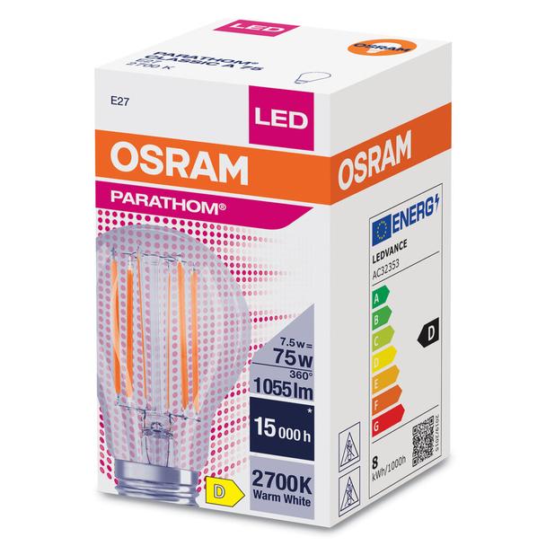 Lampa LED PARATHOM non-dim Classic A75 Filament szkło przezroczyste 7,5W 827 E27