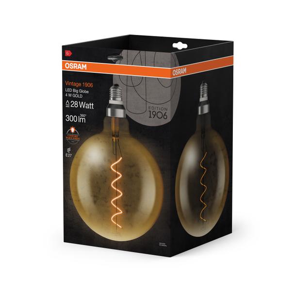 Lampa LED Vintage 1906 CL GLOBE200 Filament szkło przezroczyste GOLD 28 non-dim 5W 820 E27