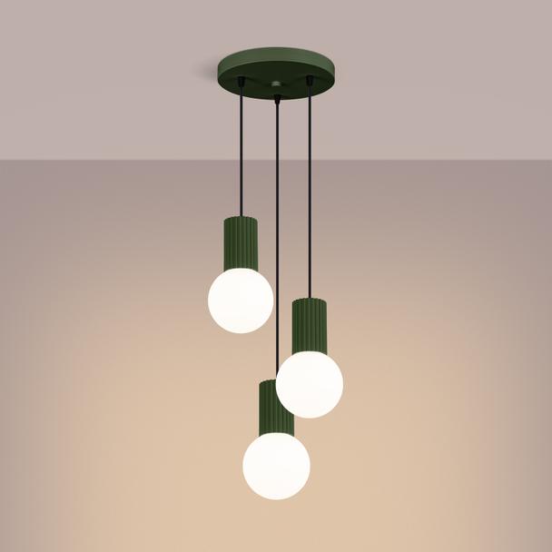 Lampa wisząca HALO 3P zielona oliwka