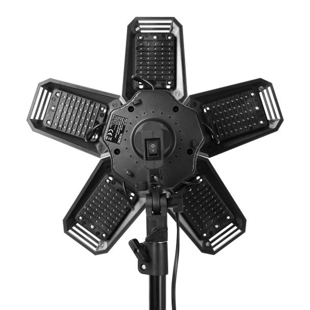 RIGEL LED zestaw: lampa warsztatowa składana 5-skrzydłowa 55W + statyw + adapter AD-NL-6516 ORNO
