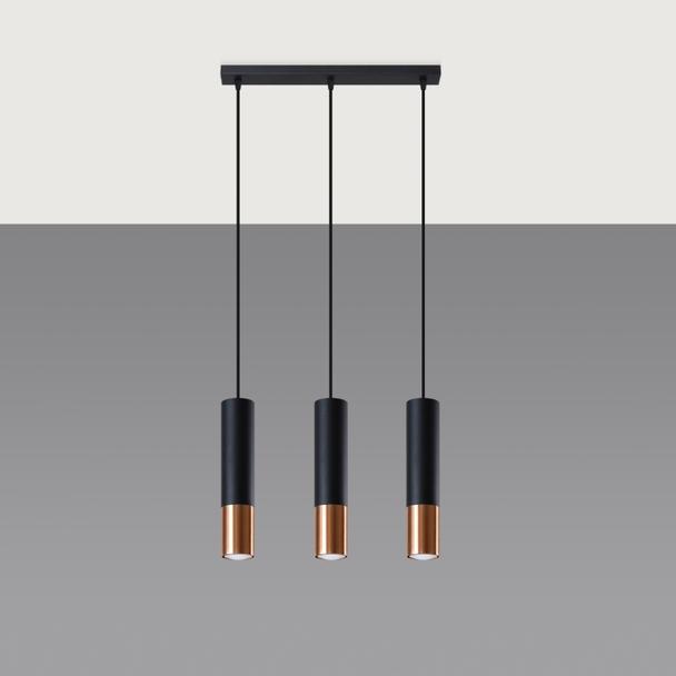 Sollux Lampa wisząca LOOPEZ 3L czarny/miedź