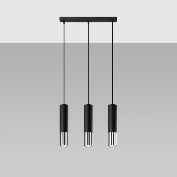 Sollux Lampa wisząca LOOPEZ 3L czarny/chrom