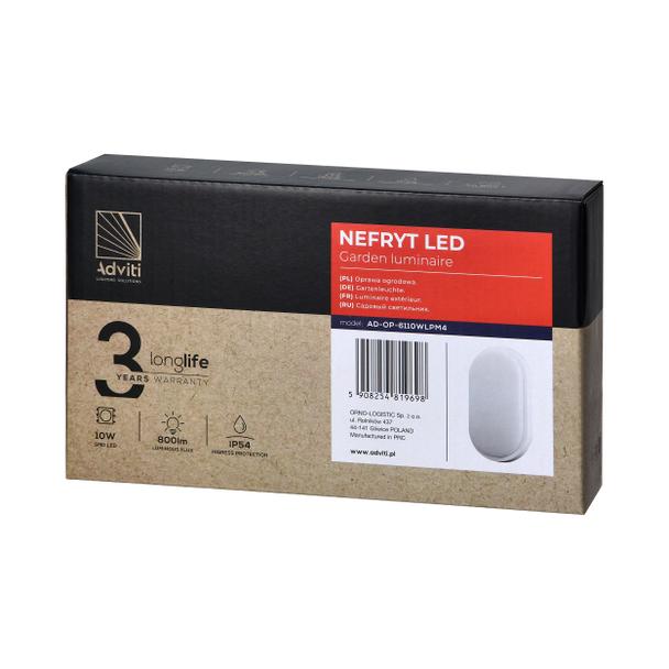 NEFRYT LED 10W, oprawa ogrodowa, 800lm, IP54, 4000K, biała AD-OP-6110WLPM4 ORNO