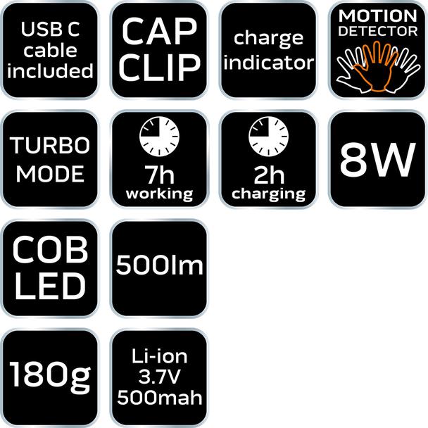 Latarka czołowa akumulatorowa 500 lm USB COB LED NEO TOOLS GTX 99-115 GTX Poland