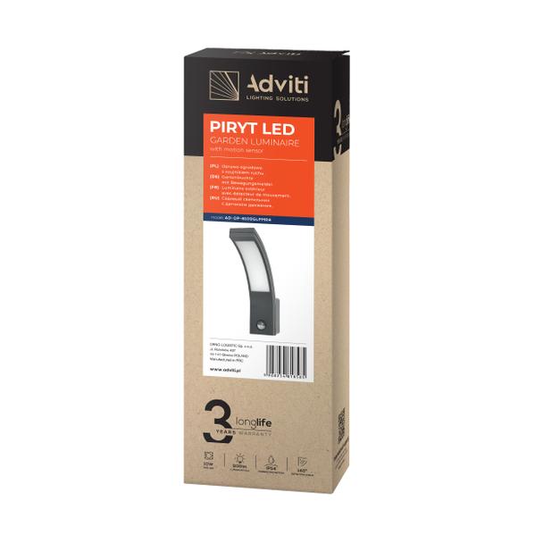 PIRYT LED 10W, oprawa ogrodowa z czujnikiem ruchu 140st, 800lm, IP54, 4000K, szara, AD-OP-6109GLPMR4 ORNO