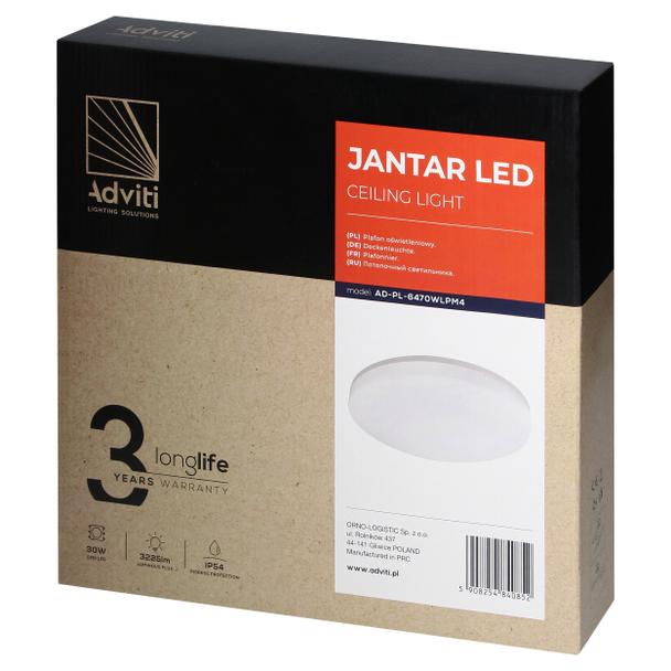 JANTAR plafon LED 30W, 3225 lm, 4000K, klosz PC, IP54 AD-PL-6470WLPM4 ORNO