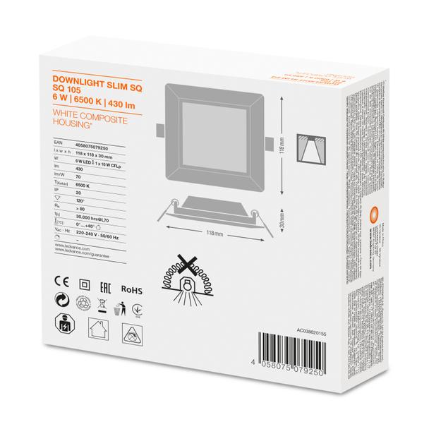 Oprawa DOWNLIGHT SLIM SQUARE 105 6W 6500K WT IP20