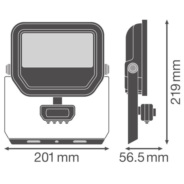 Naświetlacz LED z czujnikiem ruchu FLOODLIGHT sensor PFM G4 27W41W IP65 4000K 145lm/W czarny LEDVANC