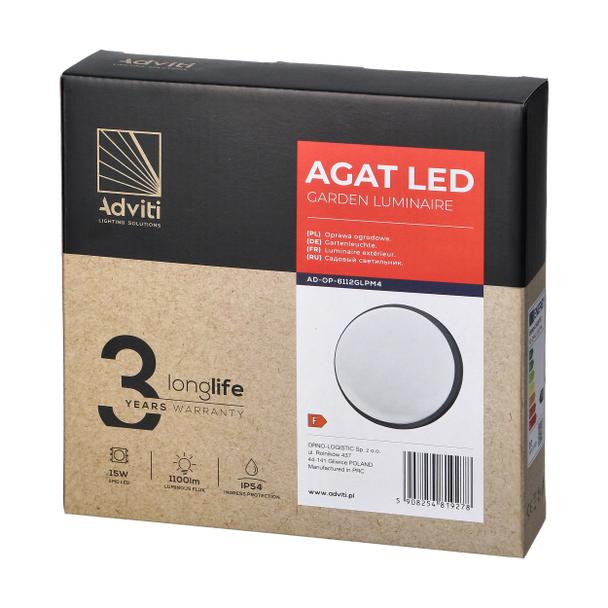 AGAT LED 15W, oprawa ogrodowa, 1100lm, IP54, 4000K, szara AD-OP-6112GLPM4 ORNO