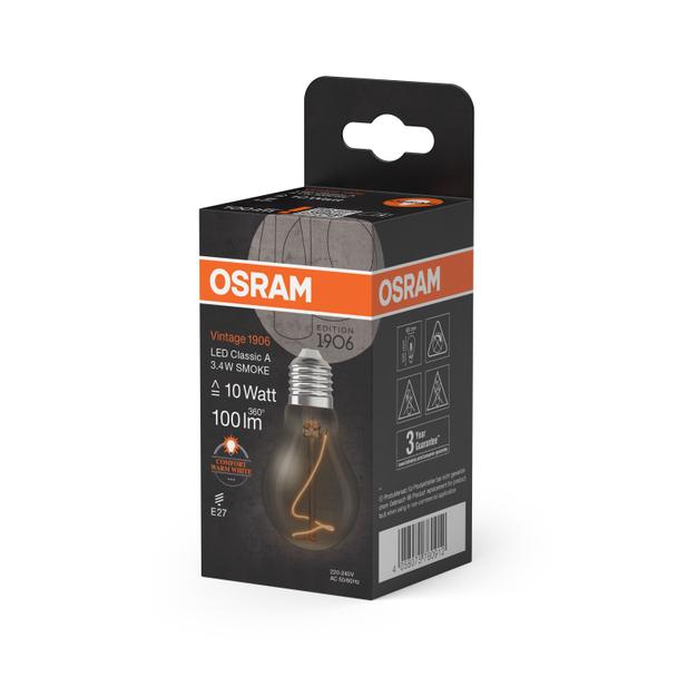 Lampa LED Vintage 1906 LED CL A Filament szkło przezroczyste SMOKE non-dim 3,4W/818 E27