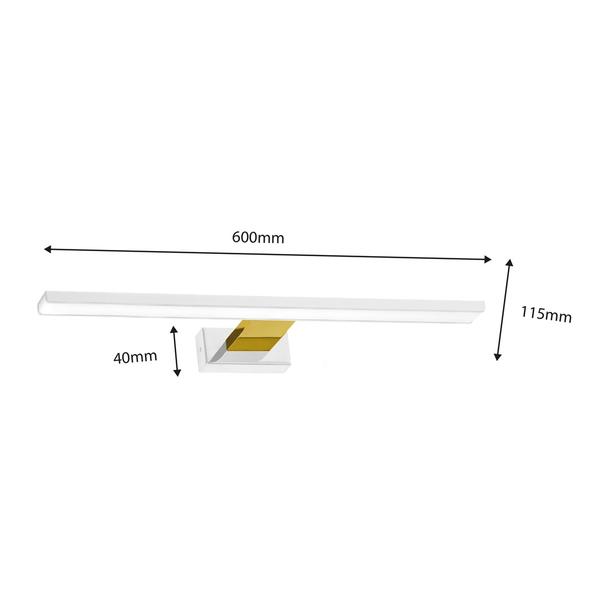 kinkiet łazienkowy LED Shine 13,8W 966lm 4000K biało/złoty IP44 ML7884 Milagro