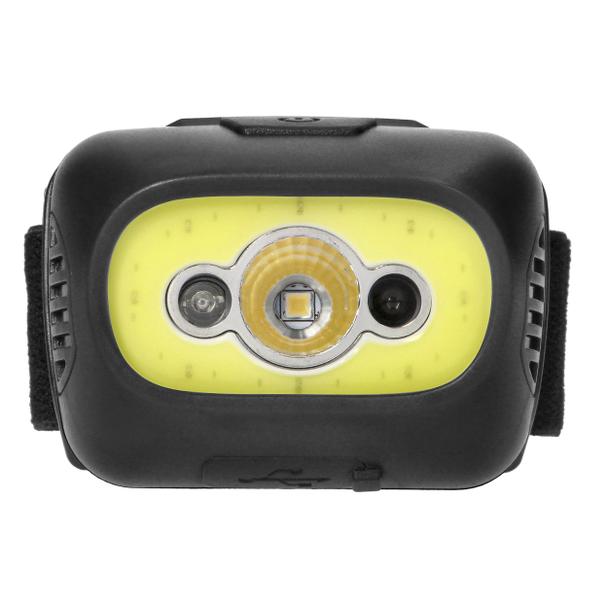 Latarka czołowa COB+LED, ładowanie USB, czujnik ruchu, czarna LT-13/B ORNO