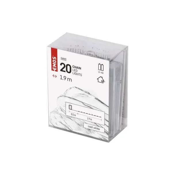 Lampki świąteczne łezki 20 LED 1,9m zimna biel IP20 timer D3AC07 EMOS
