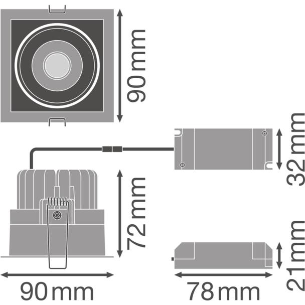 Oprawa SPOT SQUARE DARKLIGHT ADJUST 8W 3000K FL BK