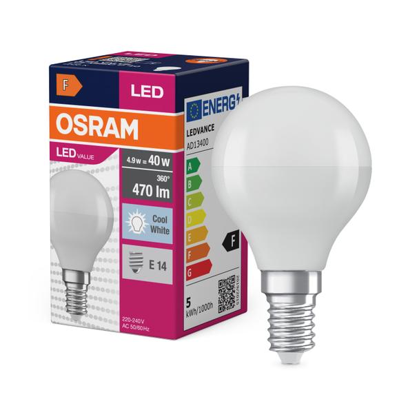 Lampa LED VALUE Classic P40 non-dim plastik 4,9W 840 E14