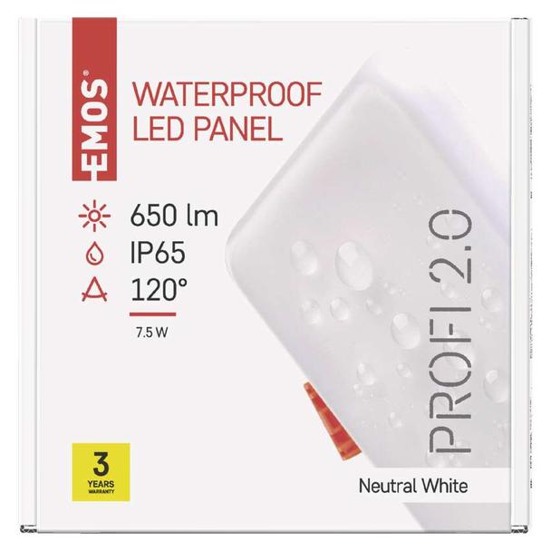 Panel LED wpuszczany kwadratowy 7,5W IP65 neutralna biel ZV2122 EMOS