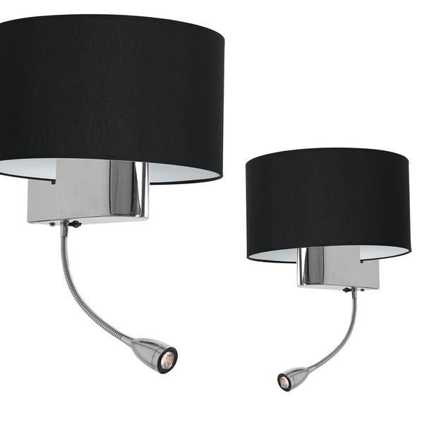 kinkiet Casino E27 + LED 1W 4000K czarny/chrom ML6378 Milagro