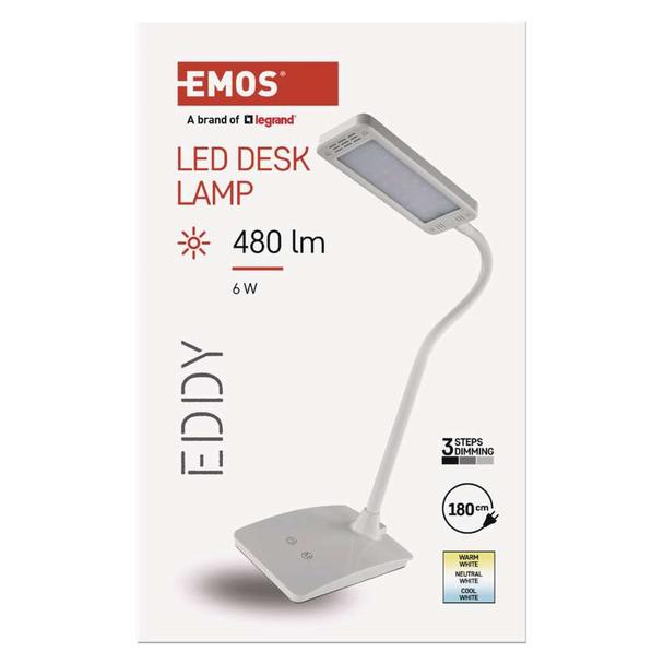 Lampa biurkowa LED EDDY biała, WW/NW/CW Z7599W EMOS