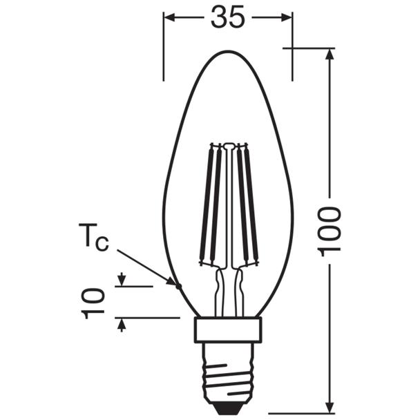 Żarówka LED x2 B35 Świeczka E14 4W = 40W 470lm 4000K Neutralna 300° Retrofit Filament CLASSIC Osram