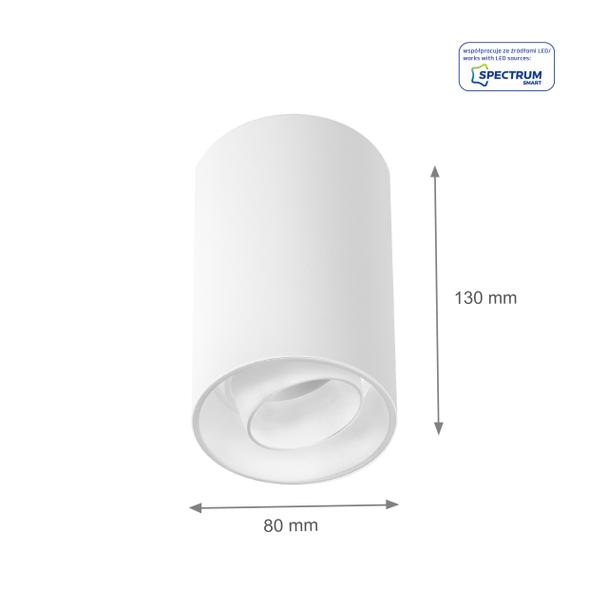 Oprawa punktowa CHLOE SPOT GU10 NATYNKOWA IP20 okrągła biała ruchoma Spectrum LED