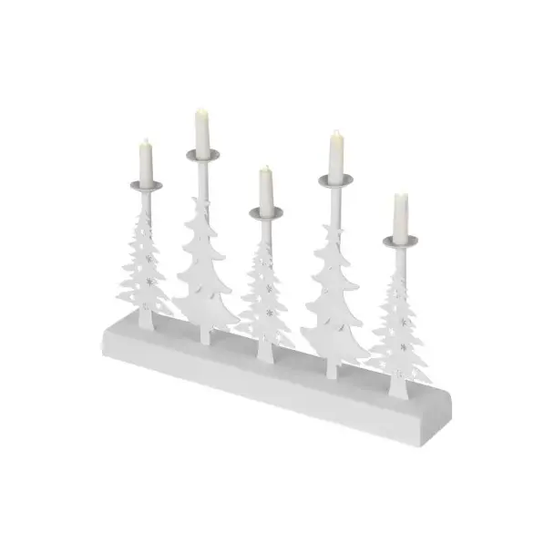 Lampki świąteczne świecznik biały 5 LED 24 cm 2x AA ciepła biel IP20 timer DCAW14 EMOS