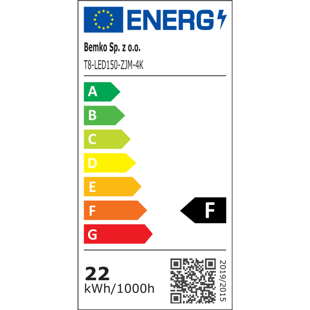 TUBA LED 230V T8 1500MM 22W 1950LM 4000K NW SZKŁO MLECZNA (KARTON 25SZT.) D89-T8-LED150-ZJM-4K-25 BEMKO
