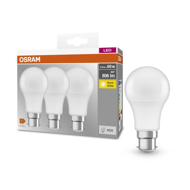 Lampa LED BASE Classic A60 8,5W/827 230V plastik B22D FS3 OSRAM