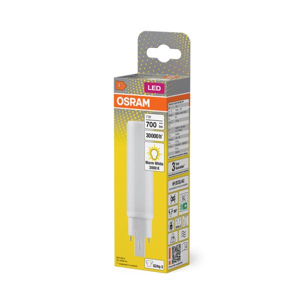 Lampa DULUX D E LED FR 18 ECG, AC mains 7W 830 G24q-2