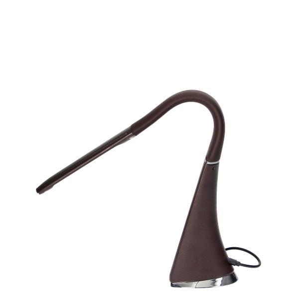 Lampka biurkowa DOLOMIT LED 4000K, 5W DIM z zegarem, imitacja skóry/chrom brązowa DL-12/BR ORNO