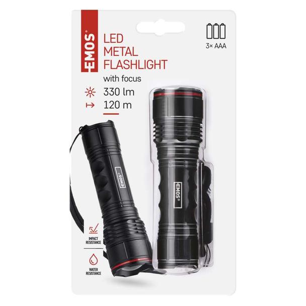 Latarka metalowa LED 330 lm 3× AAA z zoomem P3114 EMOS