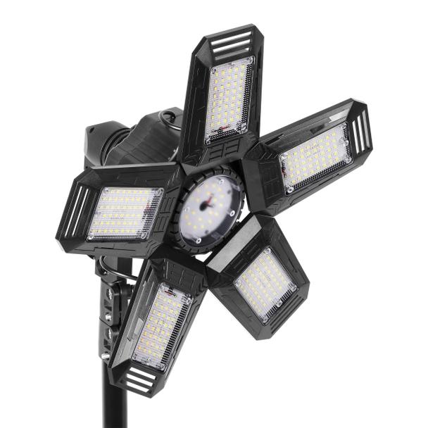 RIGEL LED zestaw: lampa warsztatowa składana 5-skrzydłowa 55W + statyw + adapter AD-NL-6516 ORNO