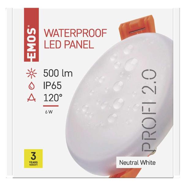 Panel LED wpuszczany okrągły 6W IP65 neutralna biel ZV1112 EMOS