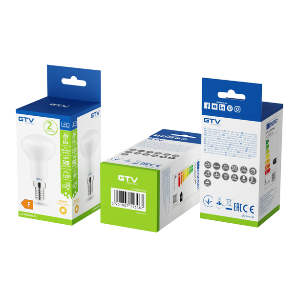 Żarówka LED R50 ciepły biały E14 6W AC 220-240V 120st. GTV LD-R5060W-30 GTV Poland
