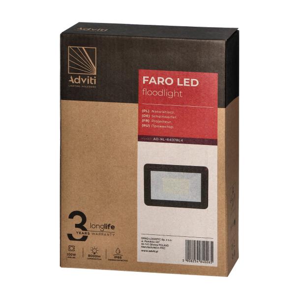 FARO LED 100W naświetlacz, 8000lm, IP65, 4000K, aluminium + szkło AD-NL-6437BL4 ORNO