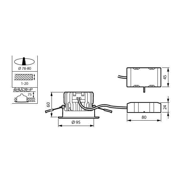 Oprawa sufitowa Downlight typu Spot LED 7,2W 680lm / 3000K barwa ciepła ściemnialna LED6-WB-/830 D78 9,11402E+11 PHILIPS