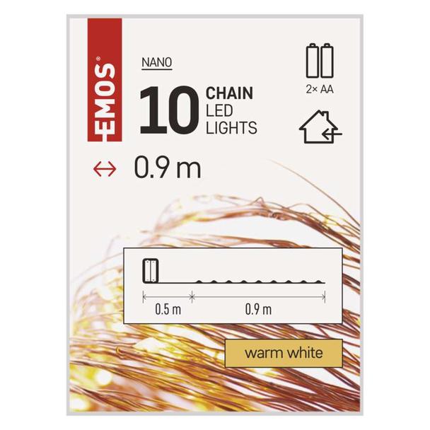 Lampki choinkowe łezki 10 LED 0,9m 2xAA ciepła biel IP20 timer D3AW06 EMOS