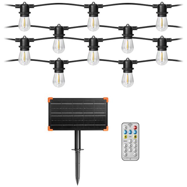 Girlanda solarna ogrodowa lampki solarne 20m + 21x Żarówka E27 LED + PILOT LG-4/20M/E27/3 ORNO