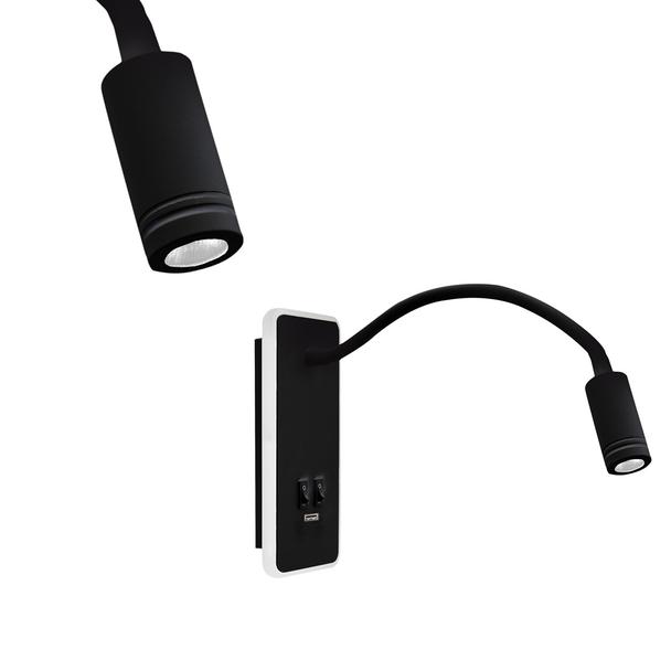 kinkiet LED Base (8W + 2W) 630lm 4000K czarny (elastyczne ramię) ML63500 Milagro