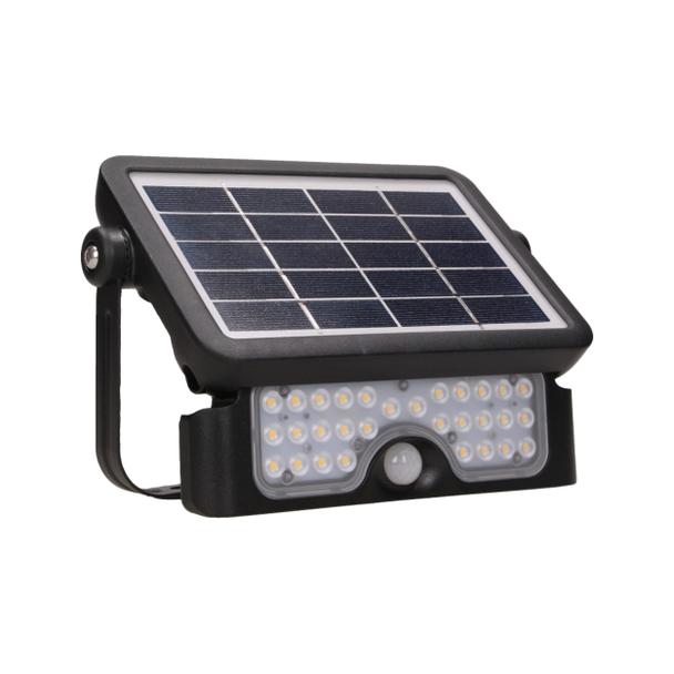 LUX LED 5W, naświetlacz solarny z czujnikiem ruchu 500lm, IP65, 4000K, 2x1500mAh, czarny AD-SL-6108BLR4 ORNO