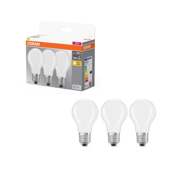 Żarówka LED x3 A60 E27 11W = 100W 1521lm 2700K Ciepła 300° BASE Osram