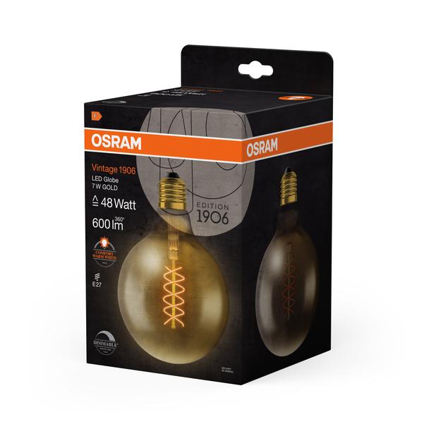 Lampa LED Vintage 1906 GOLD 125 dim 4,8W/822 szkło przezroczyste E27